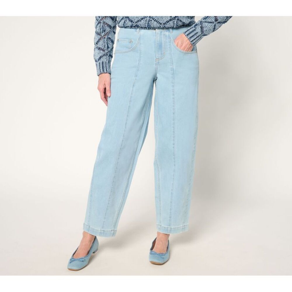 Gemsli Intimates Women's Petite Pants 10P Indigo Barrel Leg Ankle Blue A683891